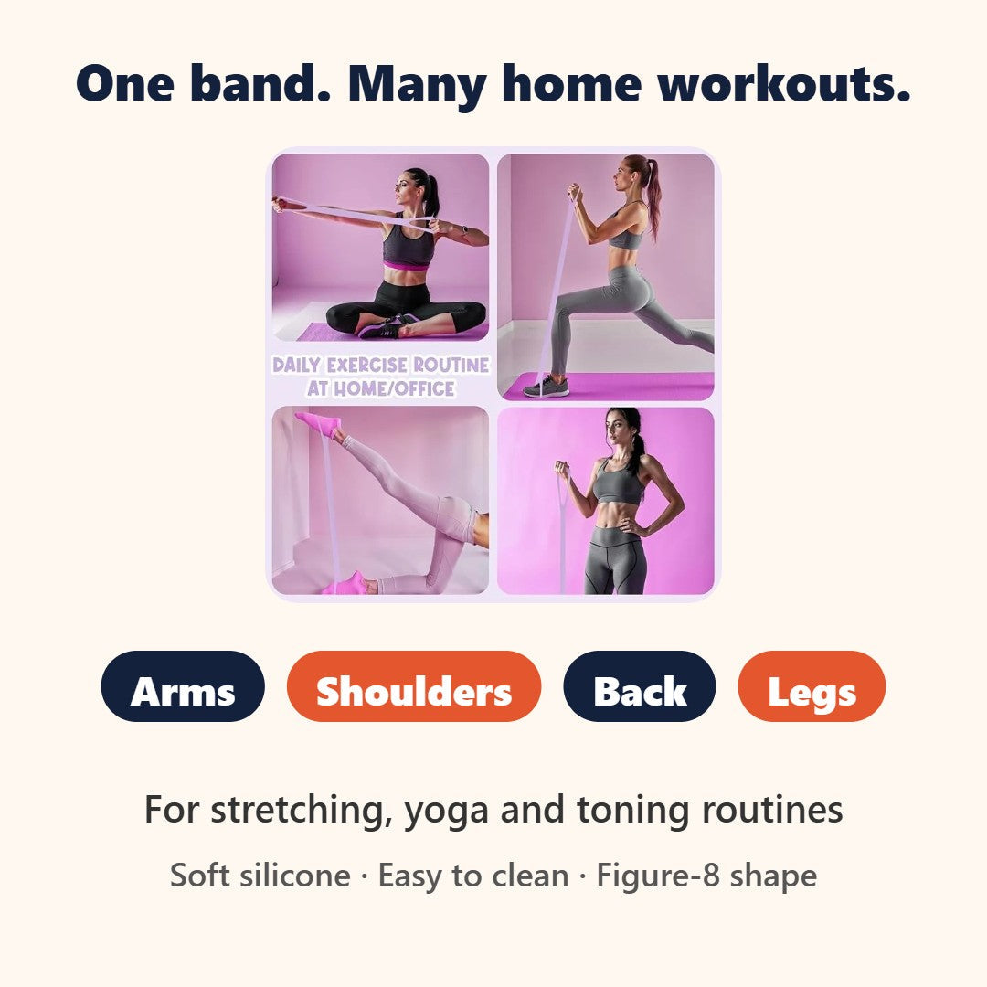 Figure 8 band exercises for arms, shoulders, back and legs